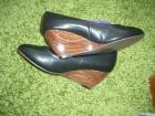 Damen Keilabsatz Schuhe Pumps Schwarz High Heels Gr. 37
